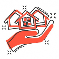 Sanierung Bild mit Hand orange